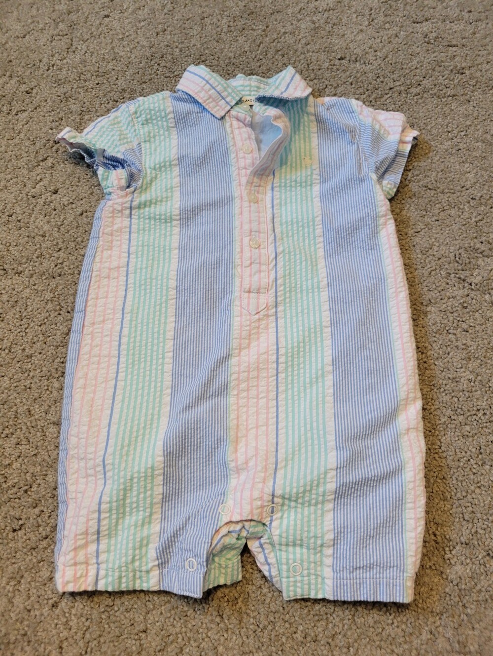 Janie and Jack Striped Seersucker Stripe Romper 12-18M